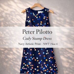 Peter Pilotto Cady Stamp Dress Navy Artistic Print NWT Size 4